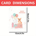 1pc, happy birthday card, cute dog birthday card