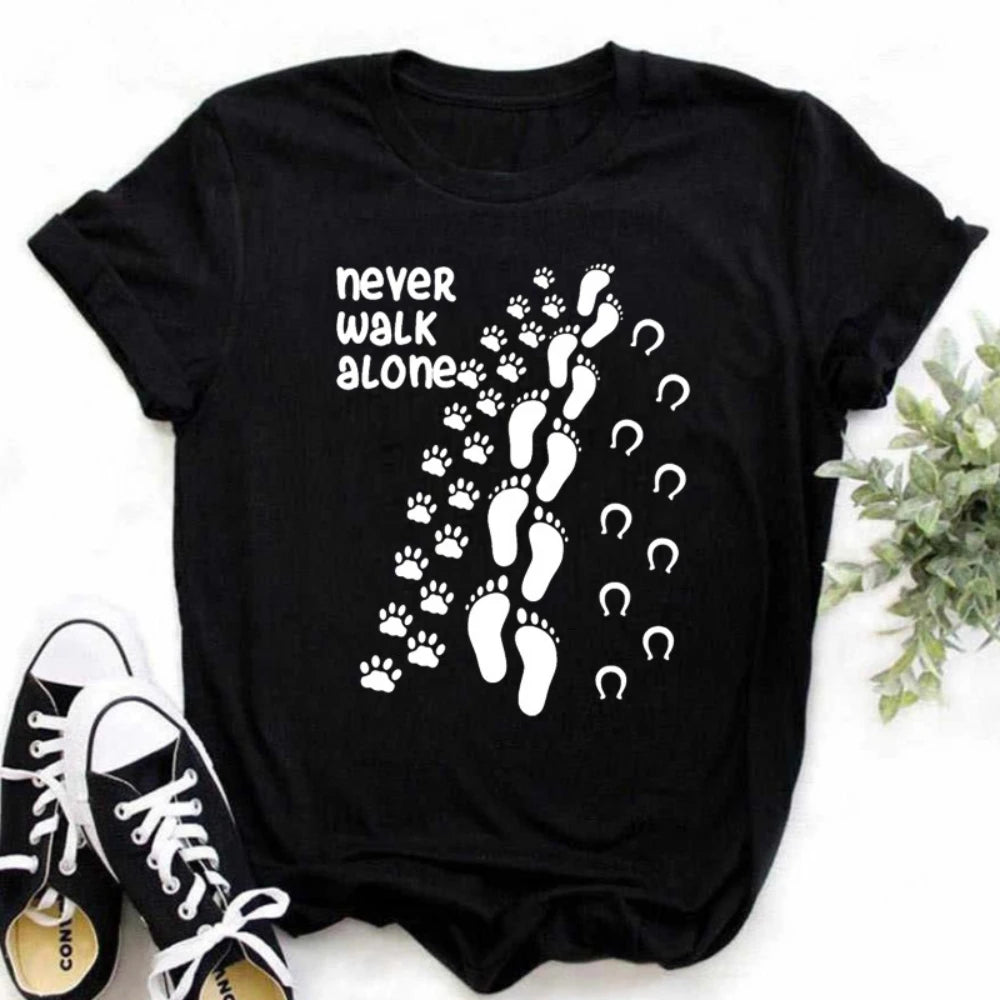 Human Foot Dog Paws Printed T-Shirt Funny Loose Casual Pet Owner Clothes