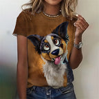 3D Printed Kawaii Cat Dog T-Shirt For Women Funny Animal Graphic Tees Summer Casual