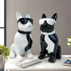 Resin Dog Statues with Sunglasses Cute Animals Figurines Desktop Sculptures