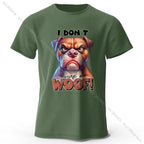 Funny Cartoon Dog Doodle Print 100% Cotton T-Shirt, Ultra Soft Round Neck Short Sleeve