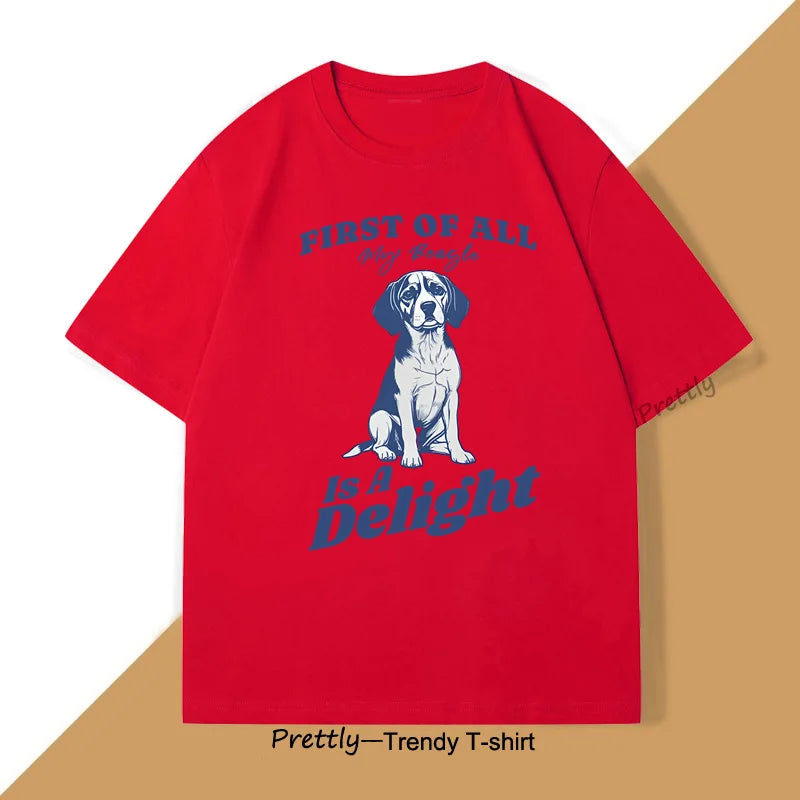 Cute Beagle Lover T-Shirt Women Printed Fashion Dog Mom Tee Casual Short Sleeve