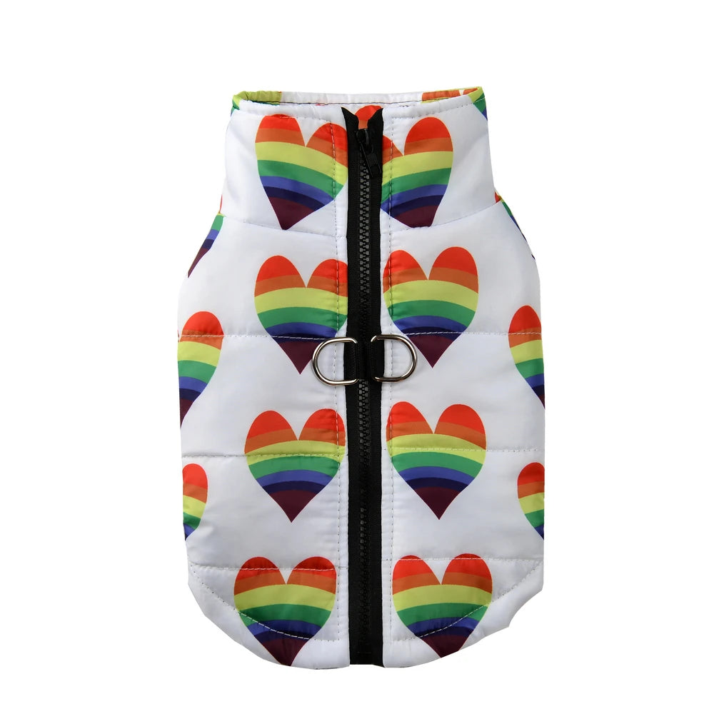 Rainbow Jacket Coat For Small Medium Dogs Winter Warm Fleece