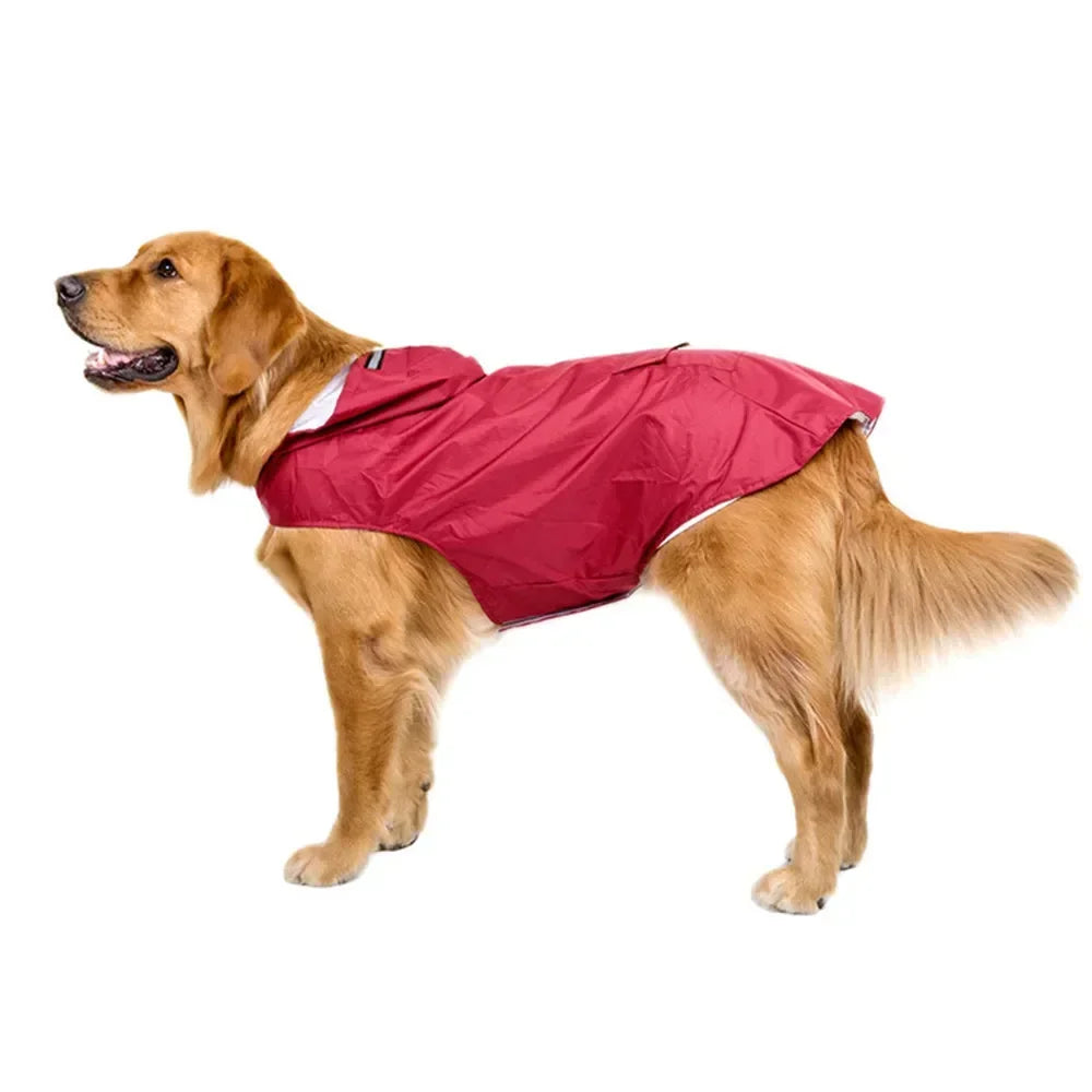 Dog Raincoat Waterproof Hoodie Jacket with Reflective Stripe Outdoor Dogs