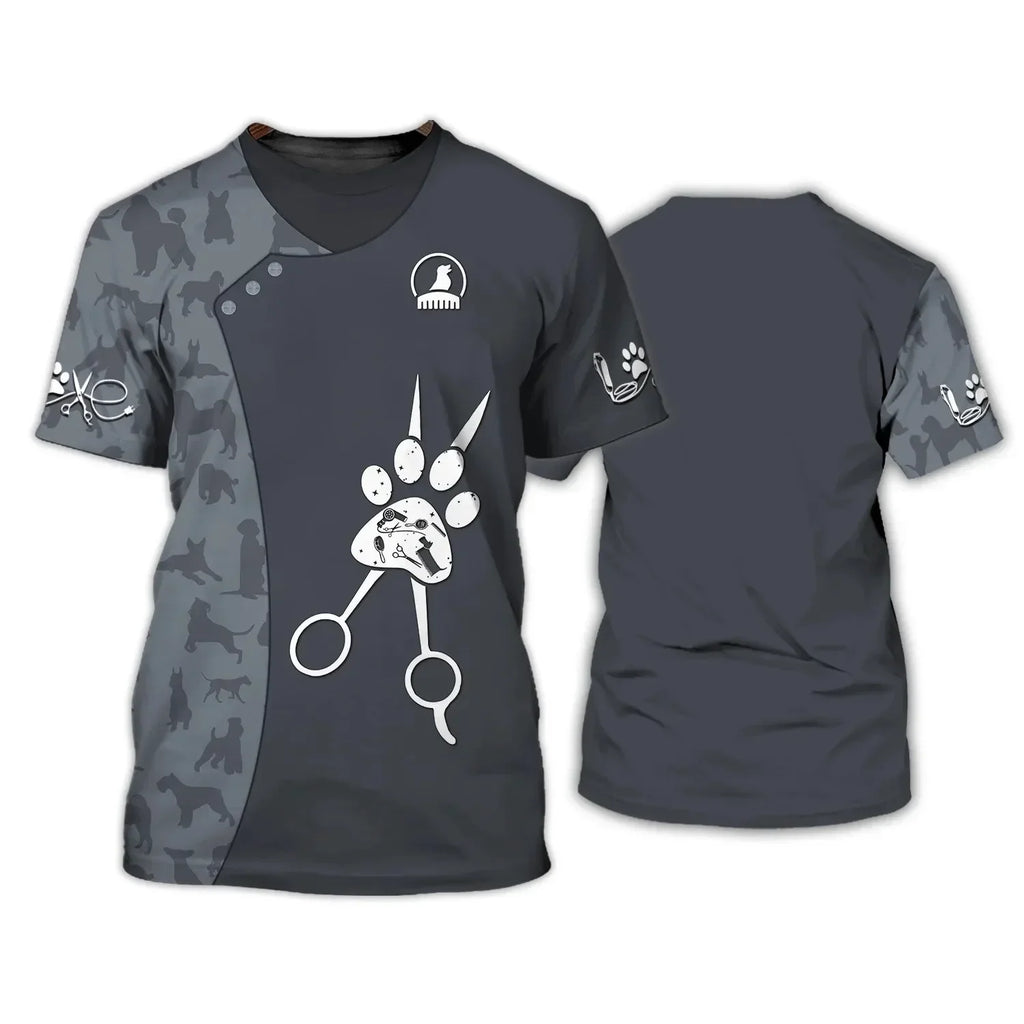 Pet Groomer Printed T-shirt Dog Unisex Summer Casual Fashion Designer Clothes