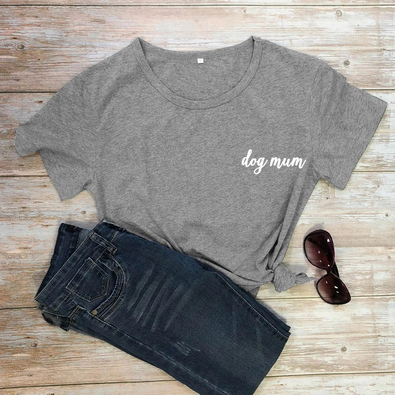 dog mum pocket tshirt cute women short sleeve