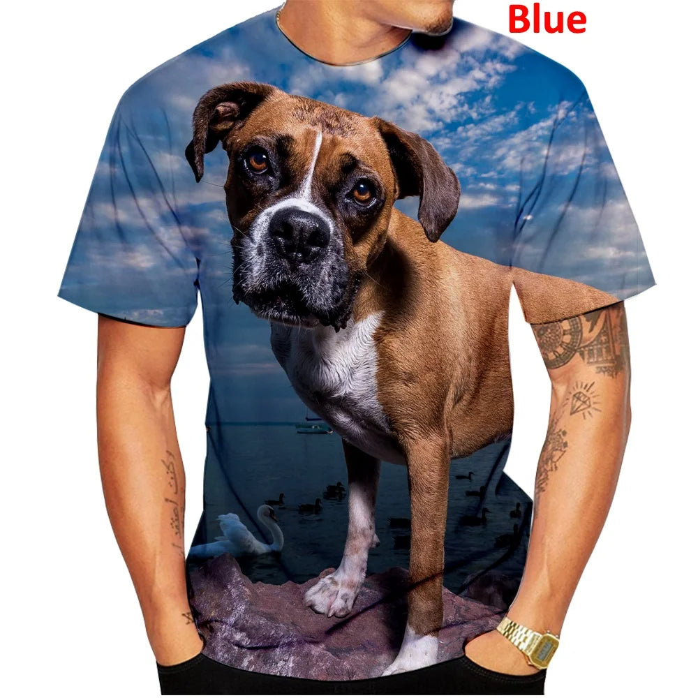 Animal Boxer Dog Street T Shirt Cute 3d Printed T Shirt