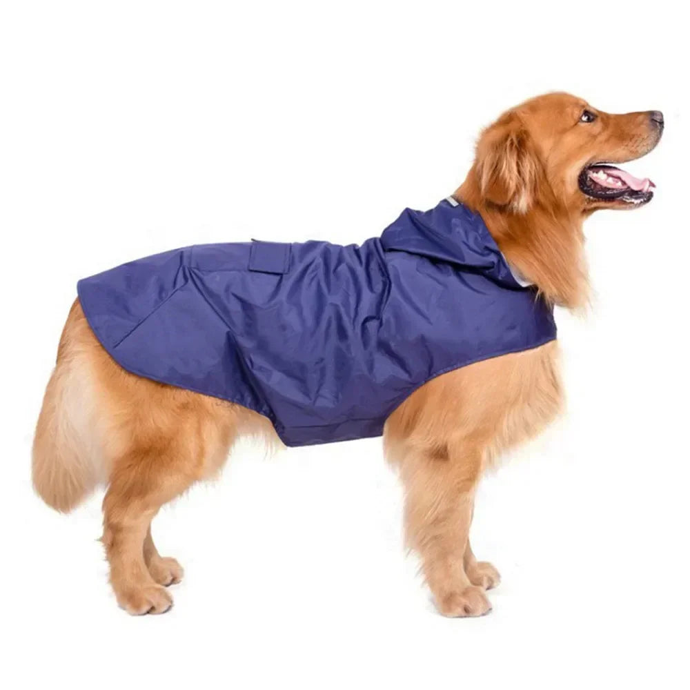 Dog Raincoat Waterproof Hoodie Jacket with Reflective Stripe Outdoor Dogs