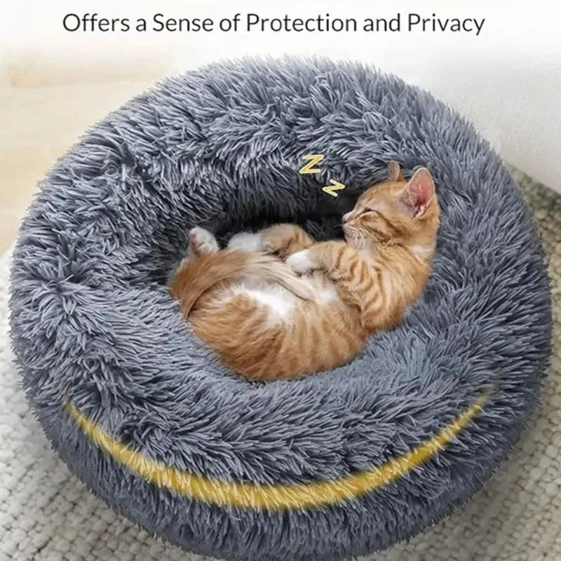 40-90cm Round Pet Bed Super Soft Plush Winter Warm Sleeping