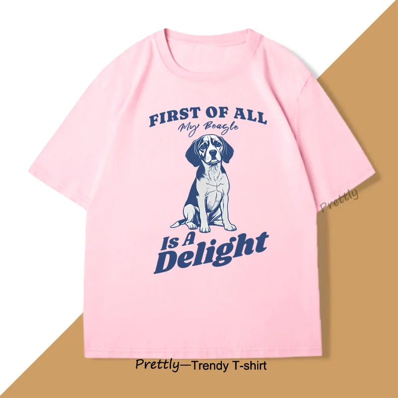 Cute Beagle Lover T-Shirt Women Printed Fashion Dog Mom Tee Casual Short Sleeve