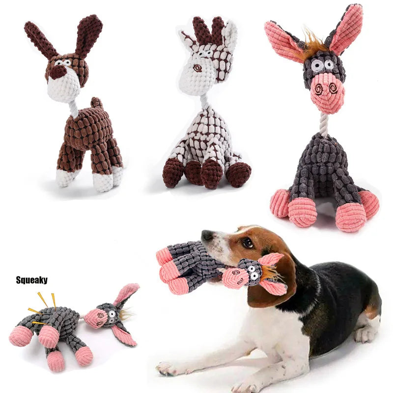 Donkey Plush Stuffed Dog Toy Squeaky Chew