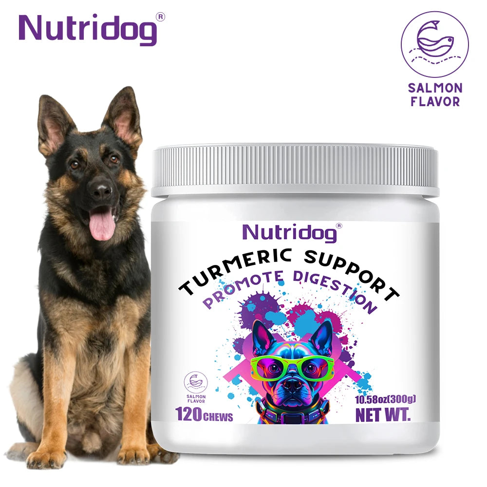 Turmeric Chews For Dog - Joint care contains glucosamine&chondroitin - Digestive support-120 soft chews