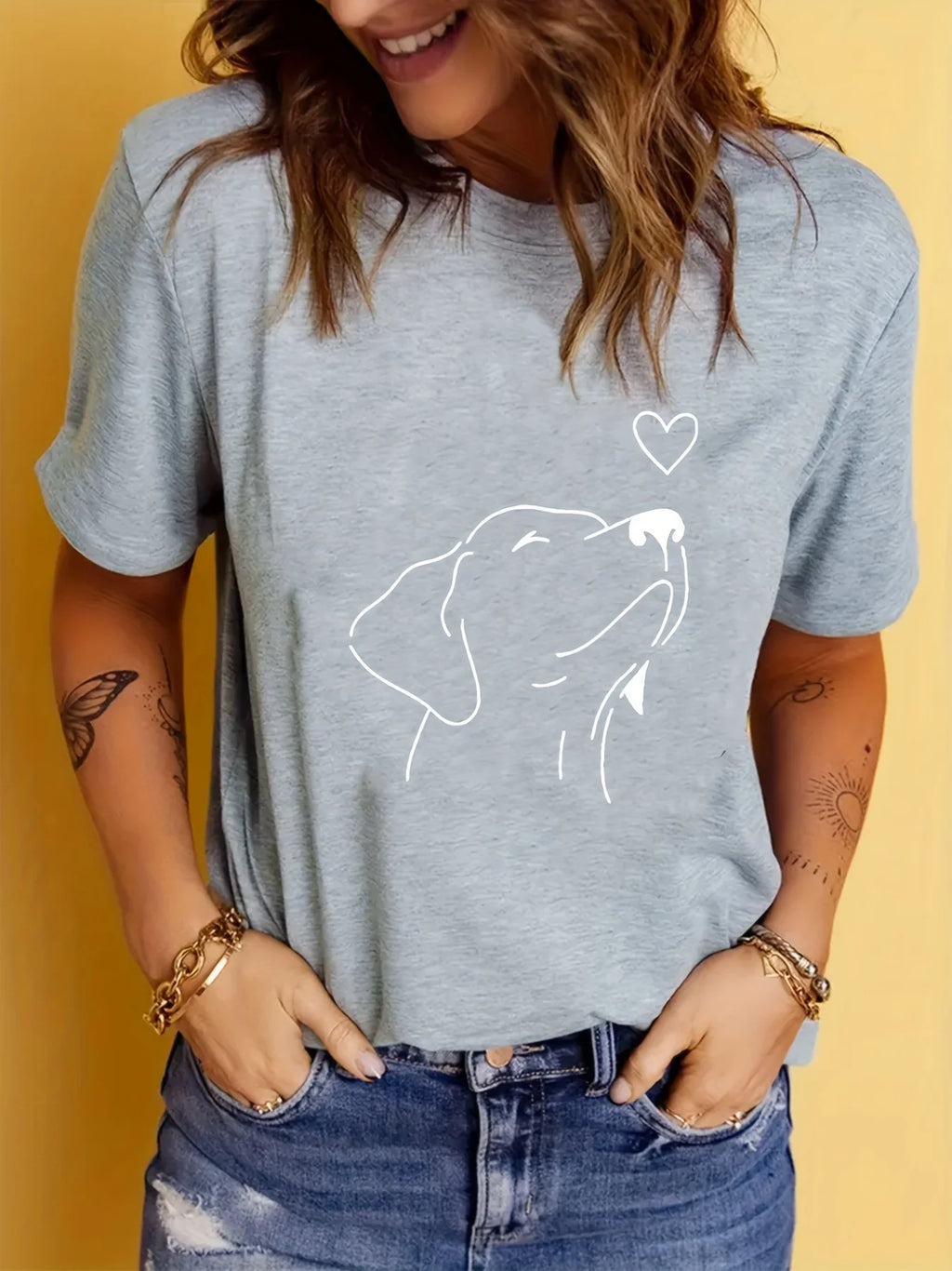 Print Round Neck Sports T-shirt Short Sleeve Casual Tops Women's Activewear