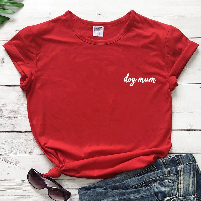 dog mum pocket tshirt cute women short sleeve