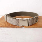 Personalized Dog Collar with Free Engraving, Matching Pet Leash, Metal Buckle, Light Brown