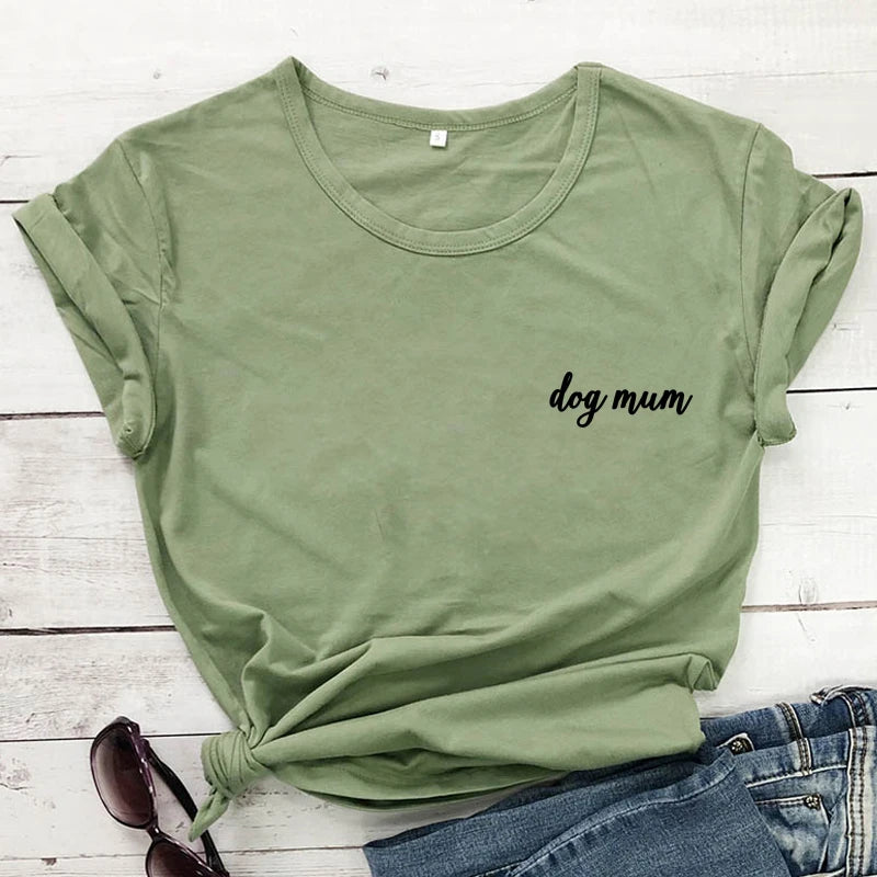 dog mum pocket tshirt cute women short sleeve