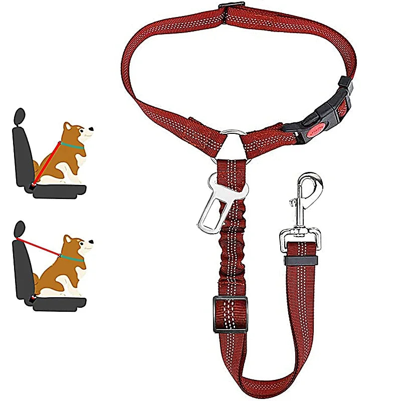 2 in 1 Adjustable Car Seat Belt Harness Clip Buckle Tether Travel for Dogs Pet Accessories