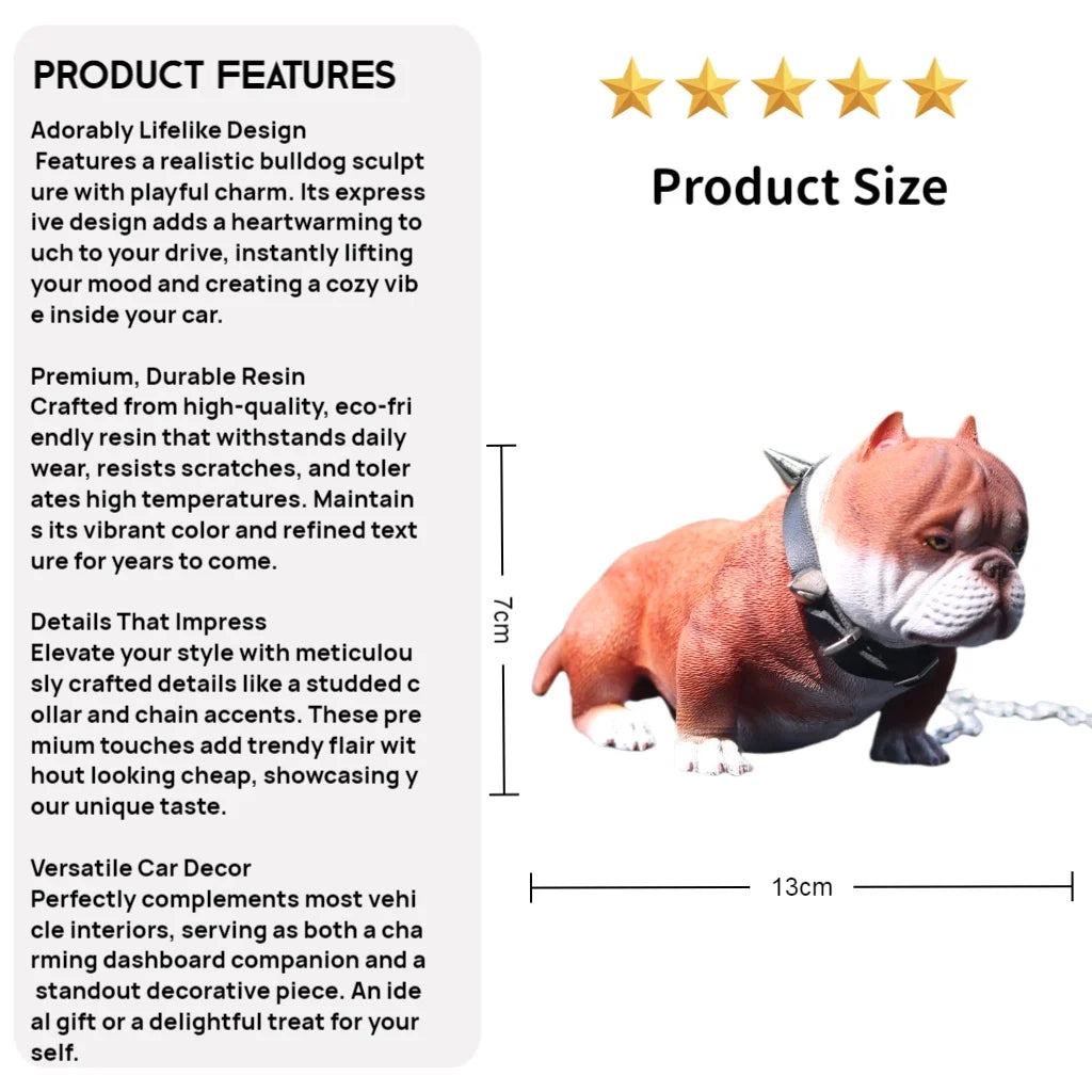 Realistic Bulldog Car Interior Decor Novelty Auto Dashboard Decoration