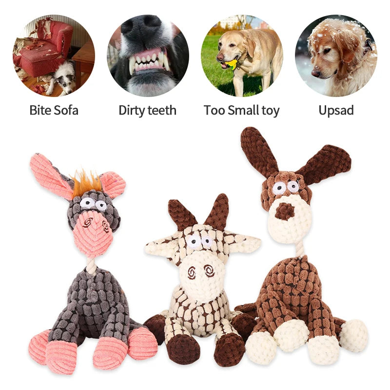 Donkey Plush Stuffed Dog Toy Squeaky Chew