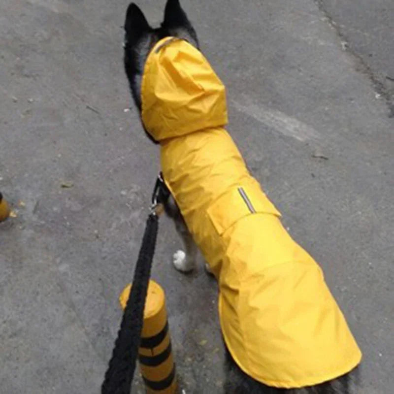 Dog Raincoat Waterproof Hoodie Jacket with Reflective Stripe Outdoor Dogs
