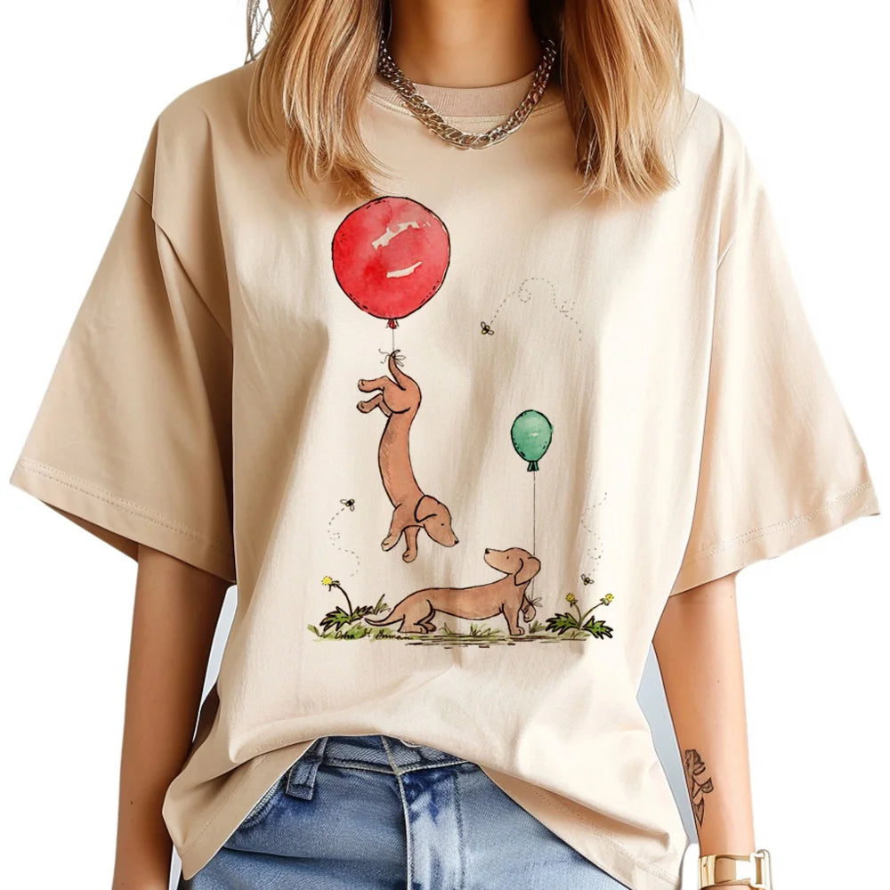 Dachshund t-shirts women funny harajuku clothing