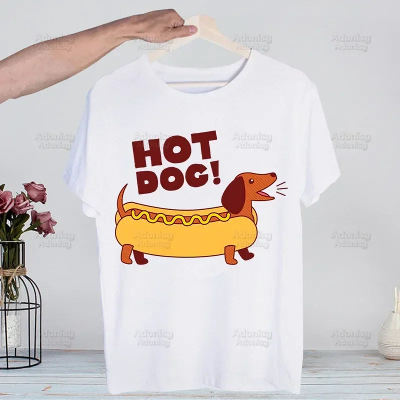 Dachshund Teckel Funny Cute Dog Animal Funny T Shirt Casual Short Sleeve