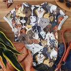 Fun And Cute Dog Pattern Women's T-shirt Fashionable Casual Comfortable Short Sleeve