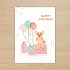 1pc, happy birthday card, cute dog birthday card