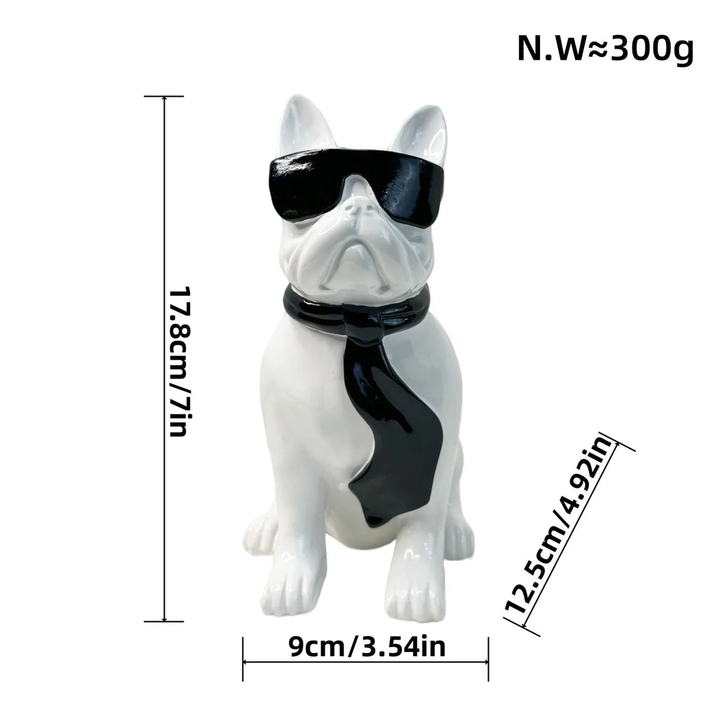 Resin Dog Statues with Sunglasses Cute Animals Figurines Desktop Sculptures