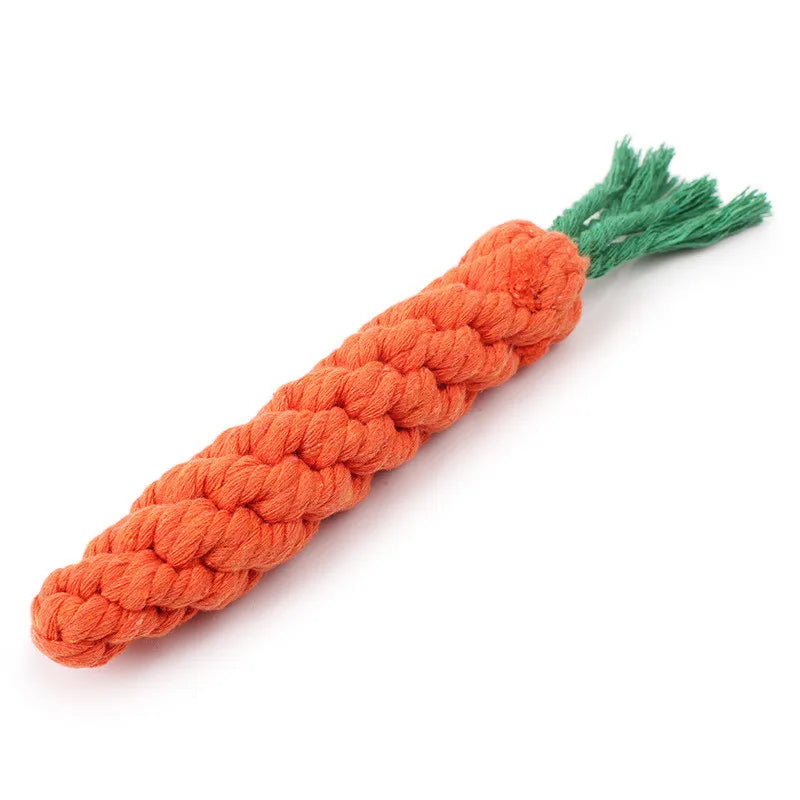 Dog Chew Toys for Small Dogs Cleaning Teeth Carrot Cotton Rope Pet Playing Toy Accessories