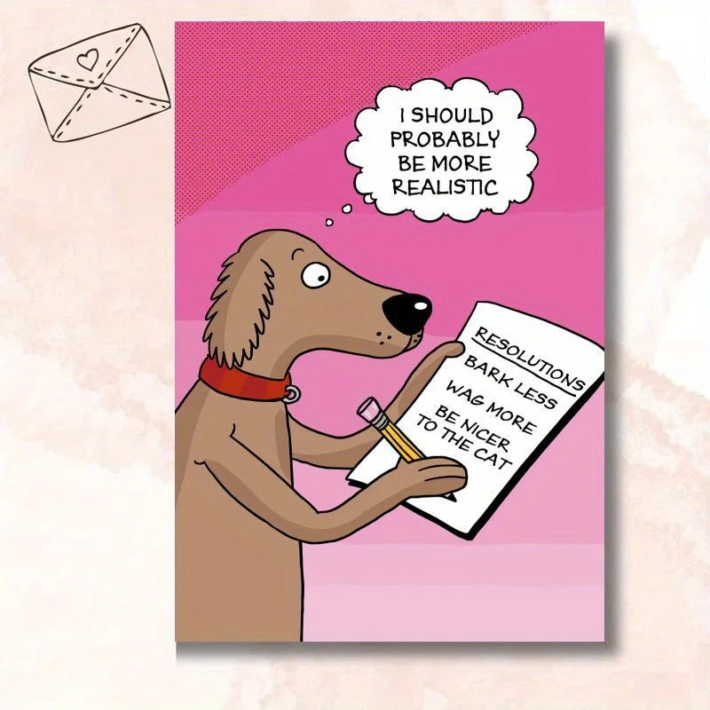 1pc, 2025 Happy New Year card, funny dog