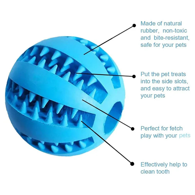 Dog Toy Interactive Rubber Ball Chewing Pet Tooth Cleaning Food Treat Feeder Silicone
