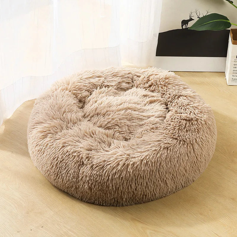 40-90cm Round Pet Bed Super Soft Plush Winter Warm Sleeping