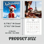 2026 French Bulldog Calendar 12-month Double-sided Wall Calendar Hanging Holes