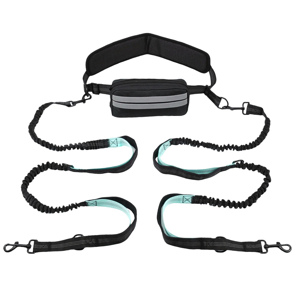 Hands Free Dog Leash Reflective Leash with Waist Bag Retractable Elastic Belt Rope for Running