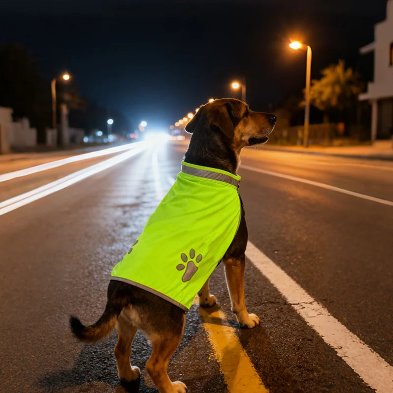 Reflective Safety Vest with High Visibility Yellow Fluorescent Outdoor Night Safety Pet Supplies