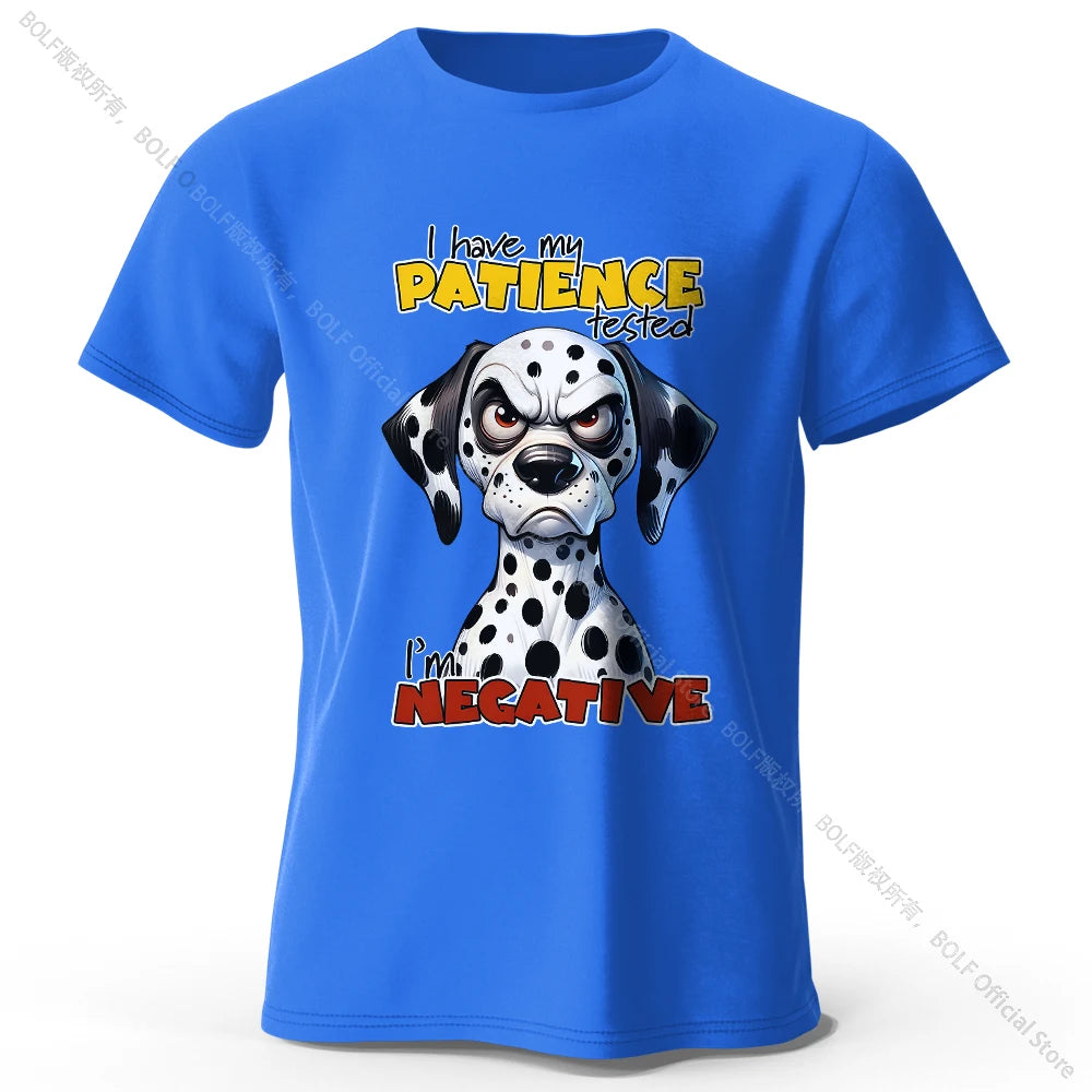 Cartoon Dog Portrait Print 100% Cotton T-Shirt, Soft Fabric Round Neck Short Sleeve Tee