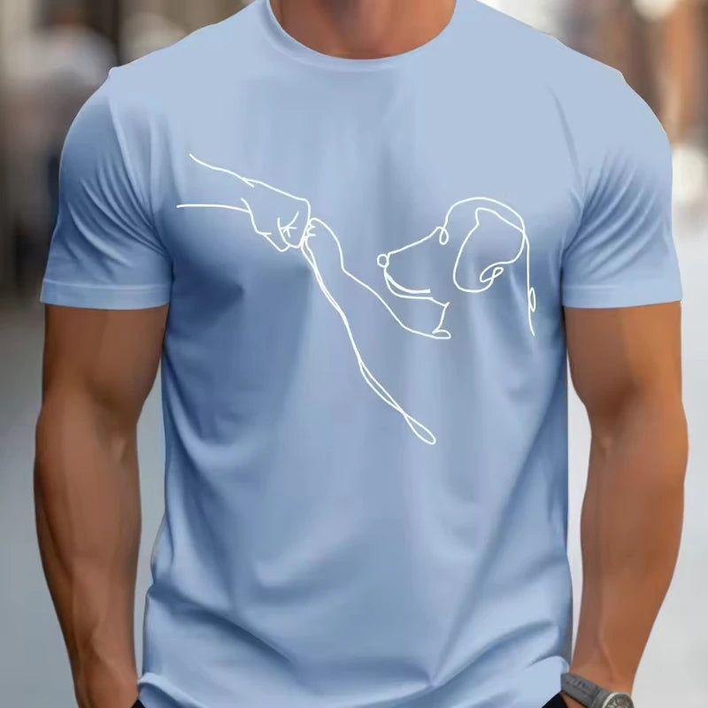 Round Neck Short-sleeved T-shirt Sporty Loose Funny Dog 3D Digital Printing