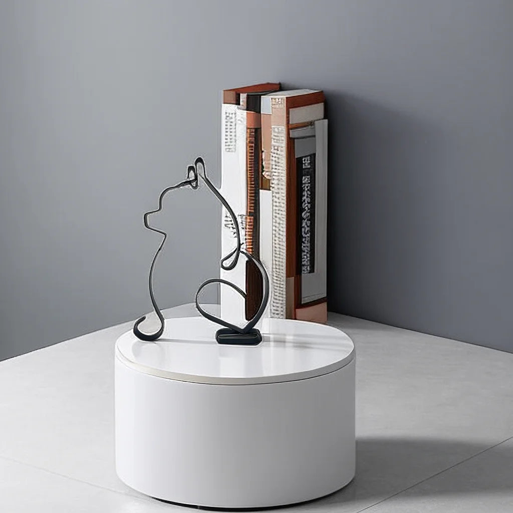 Art Sculpture Metal Dog Abstract Wall Figurines for Office Desktop Home