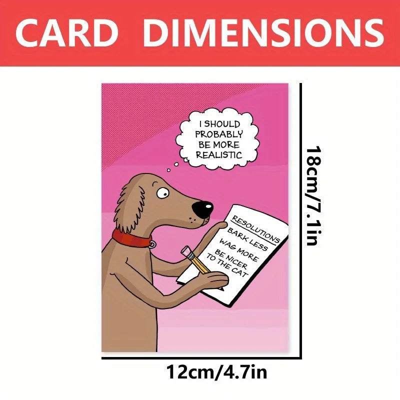 1pc, 2025 Happy New Year card, funny dog