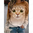 Lovely Dog Hoodie Women Fashion Hoodies Sweatshirts Cat Print Hoodies O-Neck Kawaii Clothes Women Sweats Girl Coats Animal