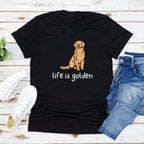 Cute Golden Retriever Dog Mom Tshirt Life Is Golden Shirt Short Sleeve