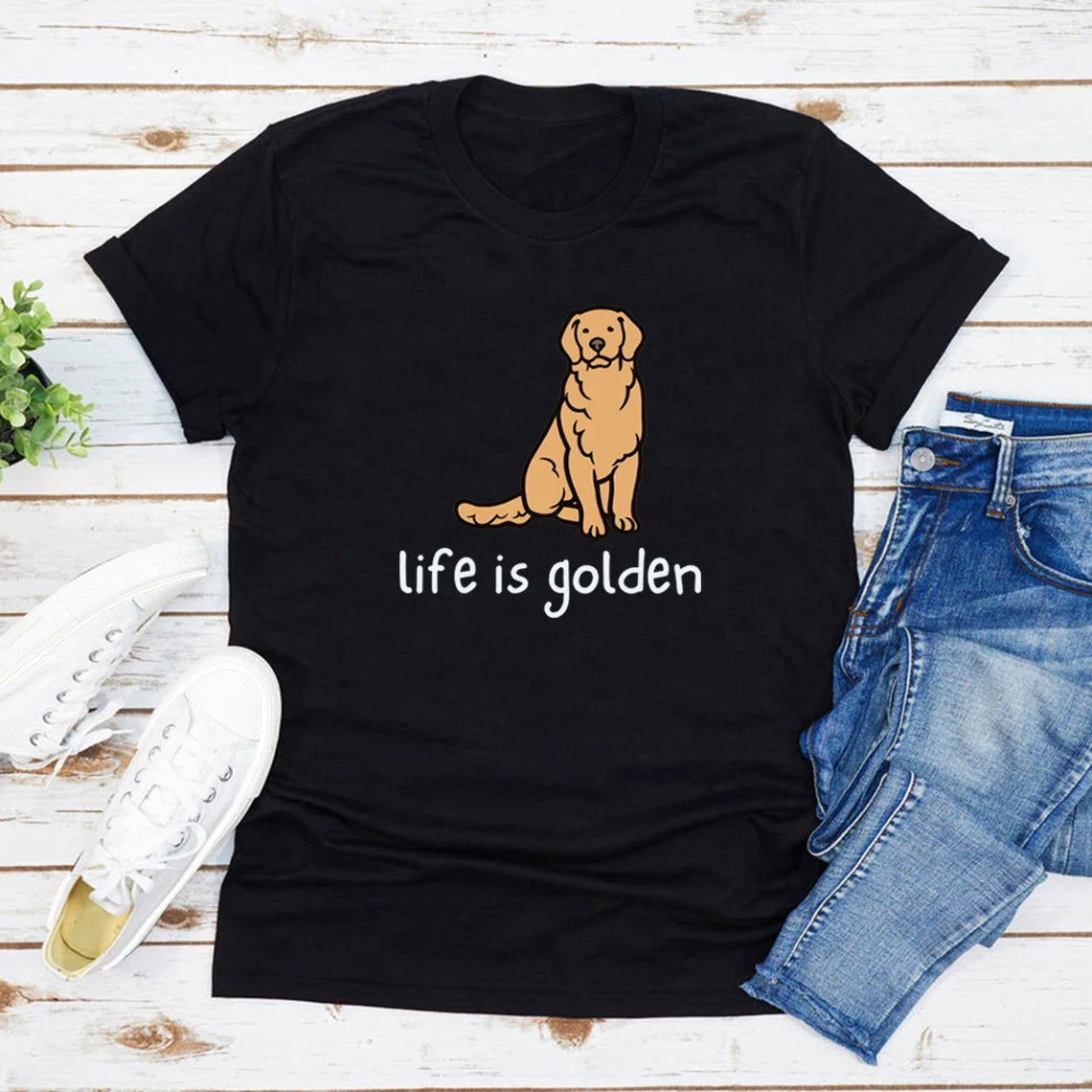 Cute Golden Retriever Dog Mom Tshirt Life Is Golden Shirt Short Sleeve