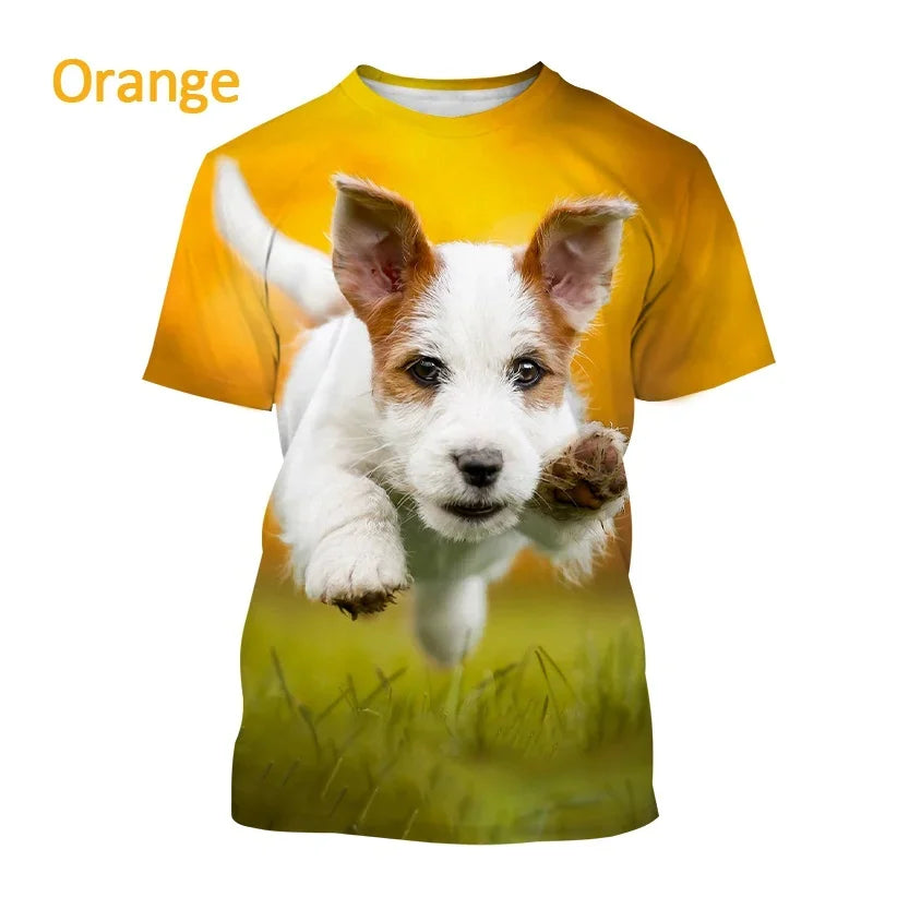 Jack Russell Terrier Dog 3D Printed T-shirt Cute Dog Print Unisex Casual Top Tees