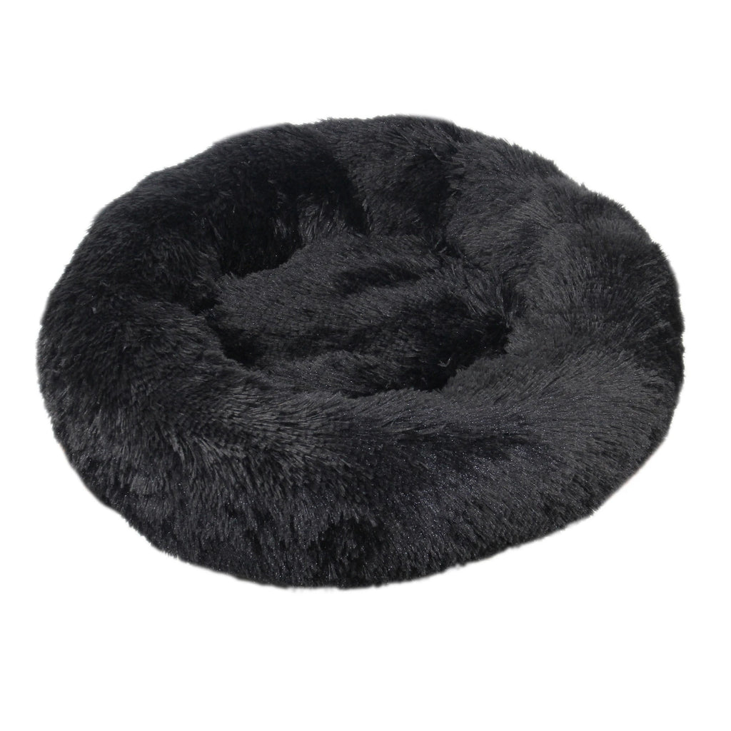 Round Pet Bed Super Soft Long Plush Winter Warm Sleeping