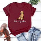 Cute Golden Retriever Dog Mom Tshirt Life Is Golden Shirt Short Sleeve