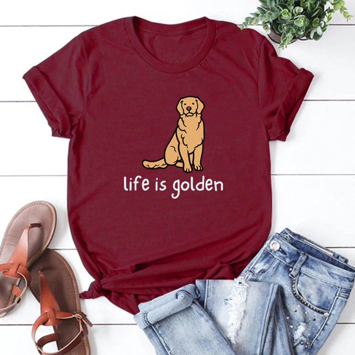 Cute Golden Retriever Dog Mom Tshirt Life Is Golden Shirt Short Sleeve