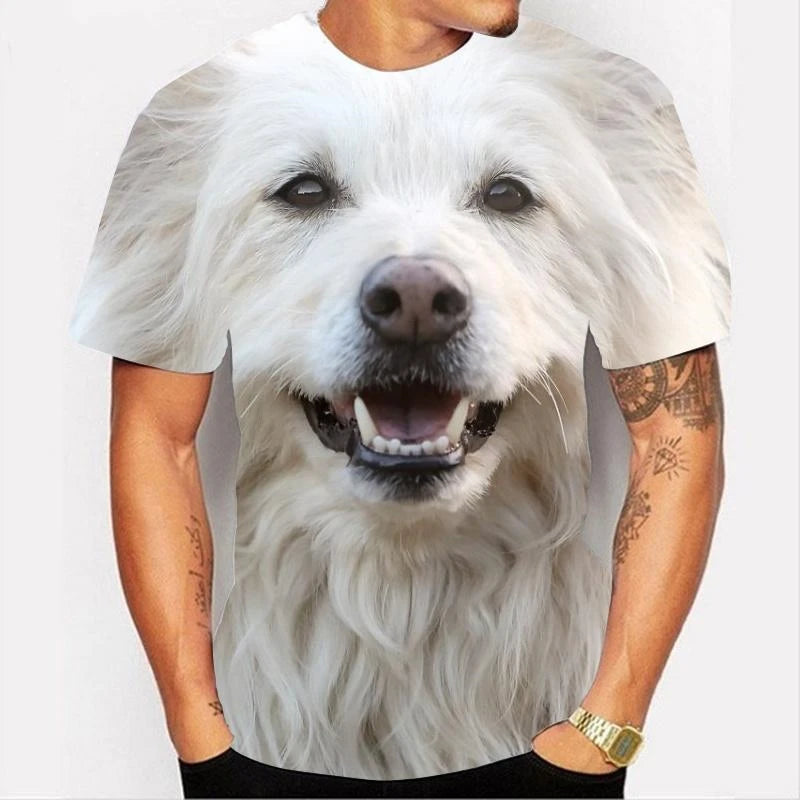 Cute Dog Face Graphics T Shirts Fashion Short Sleeve Funny 3D Animals Printed