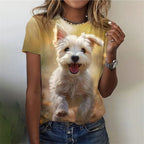 3D Printed Kawaii Cat Dog T-Shirt For Women Funny Animal Graphic Tees Summer Casual