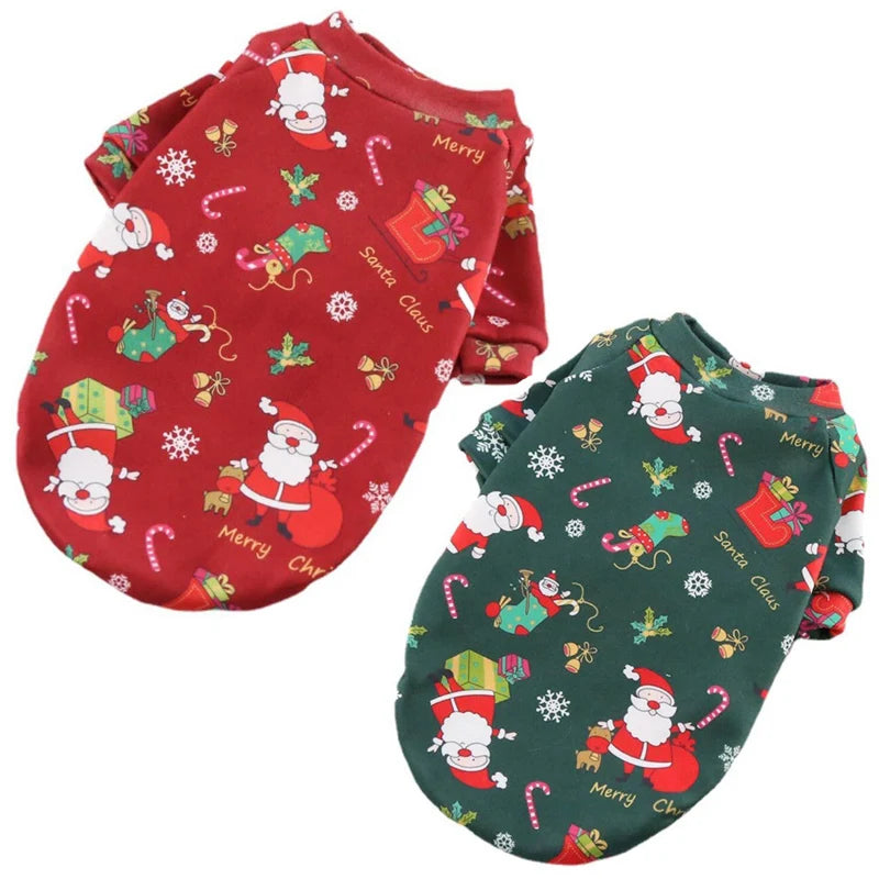 Dog Hoodies Christmas Sweater- Winter Warm Fleece Lined